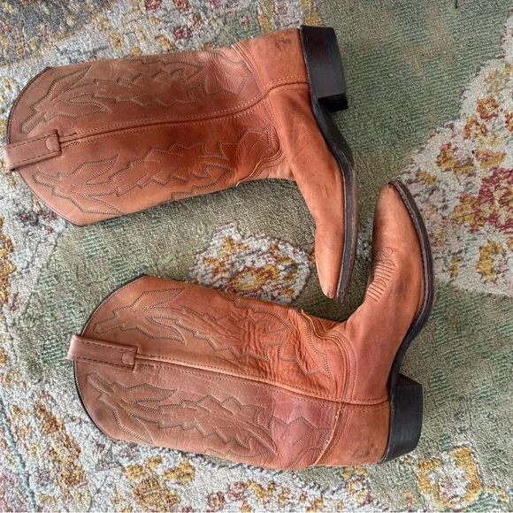 Dan Post Tan and Cream Cowboy Boots - Picture 1 of 7